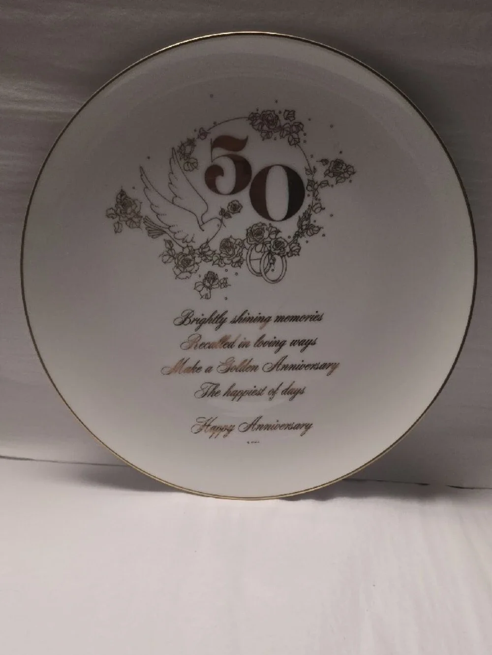 Golden 50th Anniversary Porcelain Plate, S&P, Cup/Saucer